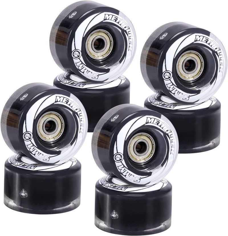 METROLLER 8 Pack 54mm x 32mm Roller Skate Wheels with Bearing ABEC-7 Installed, Indoor Outdoor light up wheels for roller skates Durable Wear-Resistant PU 82A Wheels Roller Skate Accessories without tool - Image 1